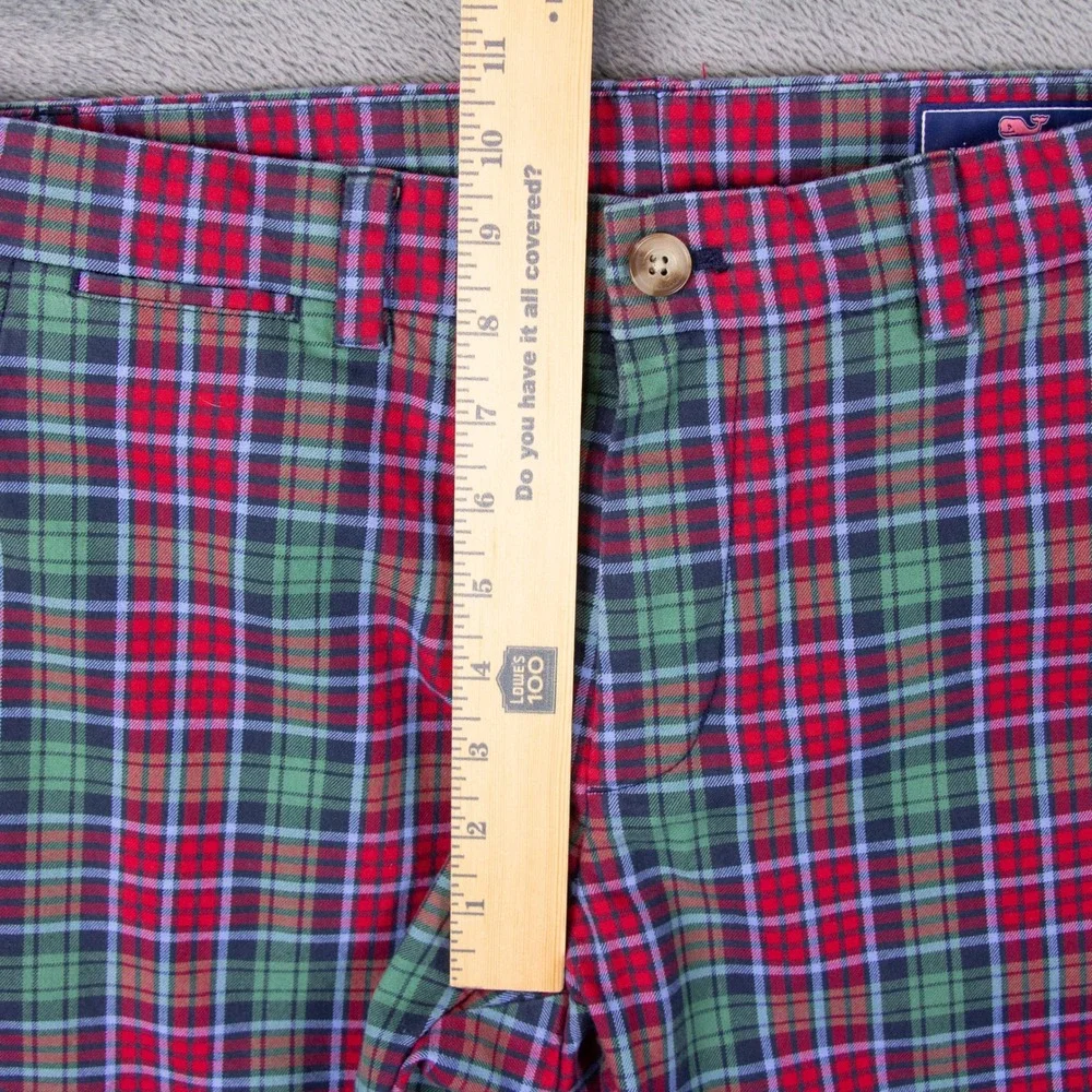 Vineyard Vines Mens 30x32 Slim Pant Red Green Plaid Tartan Golf Chino Trousers